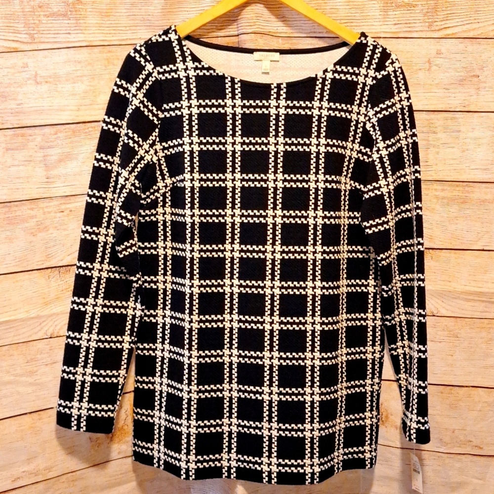 Talbott tunic top black white small